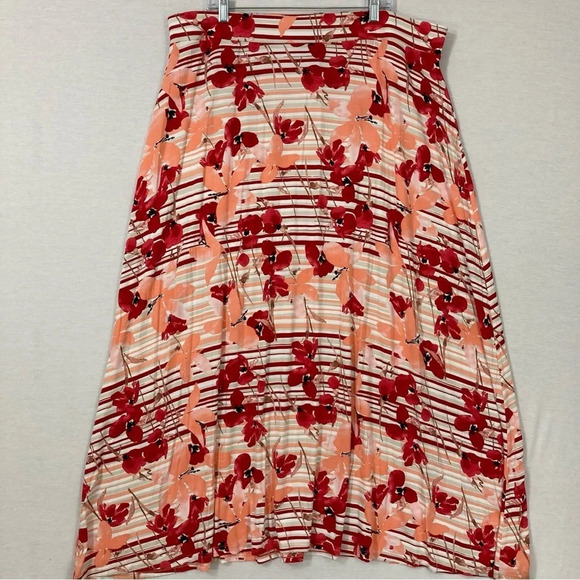 New Lane Bryant Red Orange Floral Ultra Soft Stretch Midi Skirt size 22/24 - Picture 1 of 7